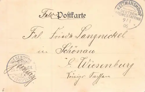 DSWA Deutsch-Südwest-Afrika AK KEETMANSHOOP III.Feldkompanie gel.Feldpost 1905