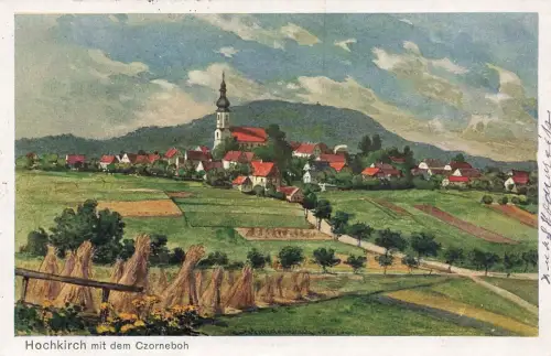 Blick auf Hochkirch mit dem Czorneboh Sachsen Postkarte AK 1925