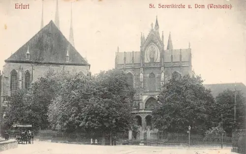 Erfurt St. Severikirche u. Dom (Westseite) Postkarte AK
