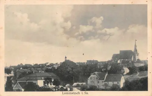 Lommatzsch i. Sa. Ansicht Kirche Postkarte AK 1935