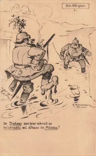 Ein Nörgler Soldat Künstlerkarte K. Pommerhanz Patriotika Postkarte AK 1918