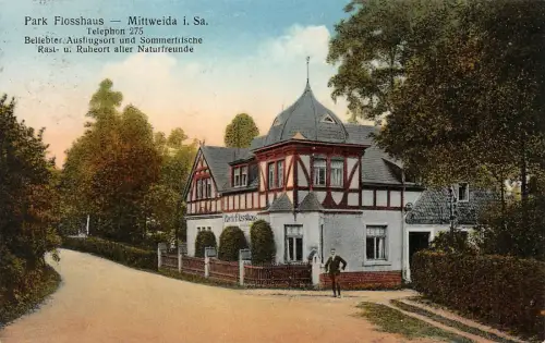 Park Flosshaus Mittweida i. Sa. Postkarte AK 1926