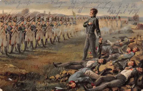 Erschießung der 11. Schill'schen Wesel Offiziere Patriotika Feldpostkarte 1917