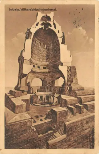 Völkerschlachtdenkmal in Leipzig Sachsen Postkarte AK 1911