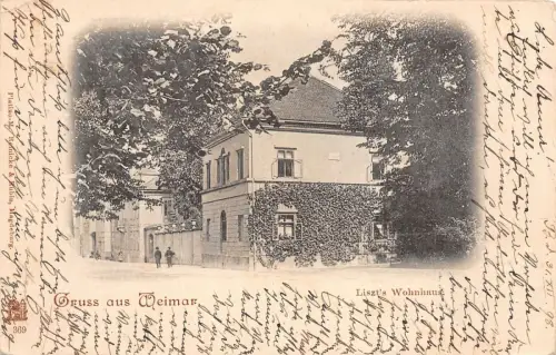 Gruss aus Weimar Lisz's Wohnhaus Postkarte 1899