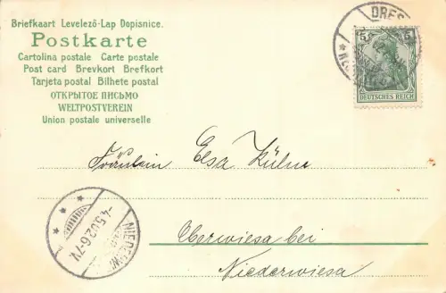 Tazende Maikäfer Glückwunsch Pfingsten AK 1902 Dresden