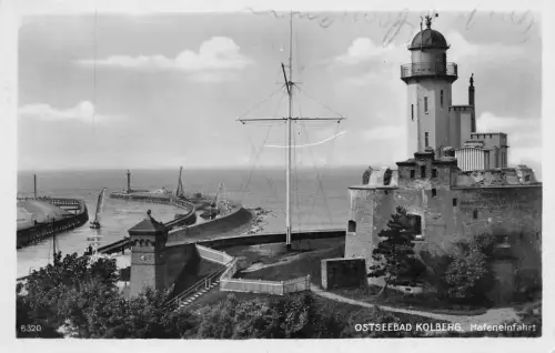 Kołobrzeg Kolberg Pommern, Hafeneinfahrt AK 1931