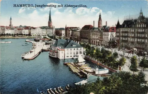 AK Hamburg Jungfernstieg Alsterpavillon Hamburg ungelaufen Postkarte