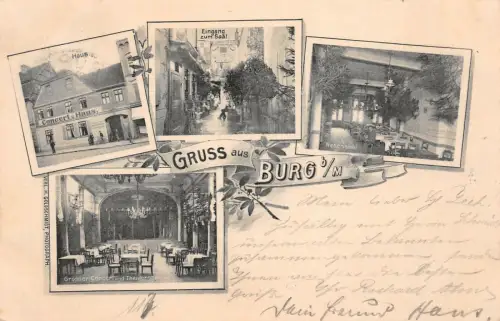 Gruss aus Burg bei Magdeburg Concert-Haus gelaufen 1903