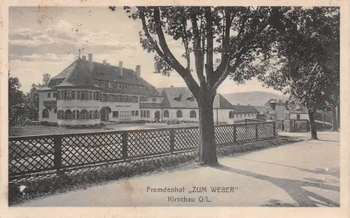 Fremdenhof Zum Weber in Kirschau Ober-Lausitz Sachsen Postkarte AK 1923