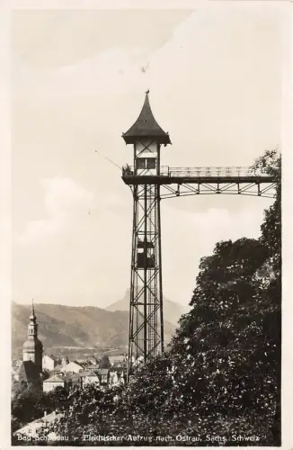 Bad Schandau Elektrischer Aufzug nach Ostrau Sächs. Schweiz Postkarte AK