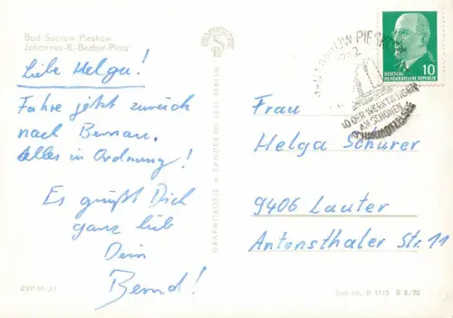 Johannes-R.-Becher-Platz Bad Saarow Pieskow Brandenburg Postkarte AK