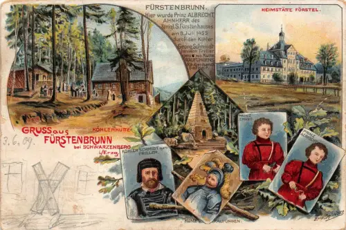 Gruss aus Fürstenbrunn bei Schwarzenberg i./Erzgeb. Postkarte AK