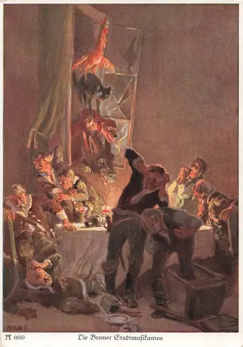 Paul Hey 12 Märchen Die Bremmer Stadtmusikanten Künstler Postkarte