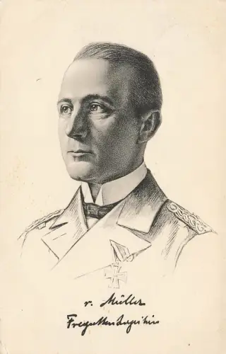 Kommandant von Emden Fregattenkapitän von Müller Patriotika Postkarte AK 1918