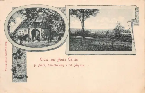 Gruss aus Bruns Garten Leuchtenburg St. Magnus Bremen AK