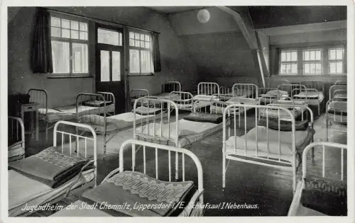 Jugendheim der Stadt Chemnitz Lippersdorf i./E. Schlafsaal I. Nebenhaus AK