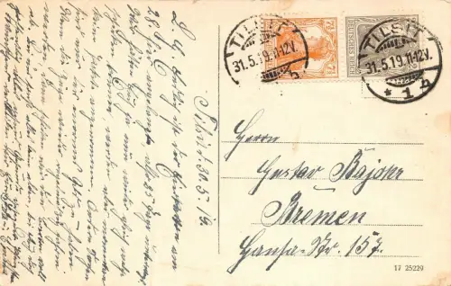 Herzog Alberecht-Platz mit neuem Brunnen Tilsit Ostpreußen Postkarte AK 1919