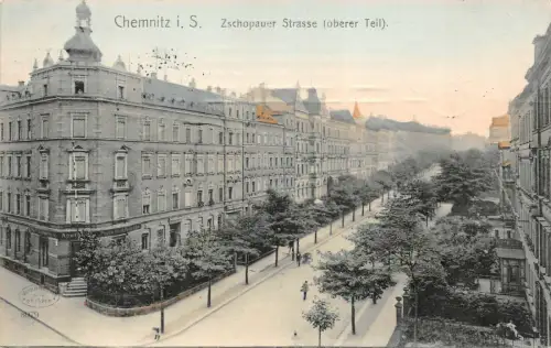 Straßenansicht Zschopauer Straße in Chemnitz Sachsen Postkarte AK 1900