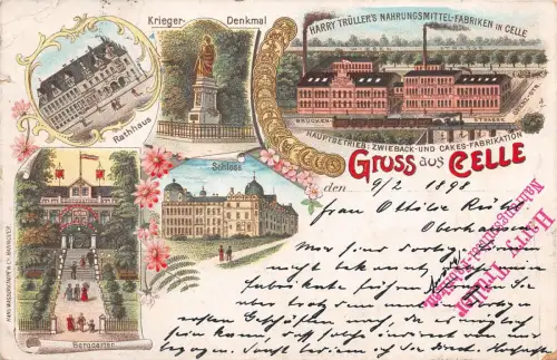 Celle Nahrungsmittel Fabrik Brücken Strasse Niedersachsen Litho Postkarte 1898