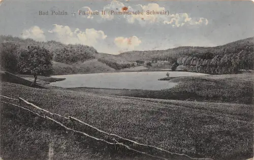 Bad Polzin Fünfsee II (Pommersche Schweiz) Postkarte AK beschnitten