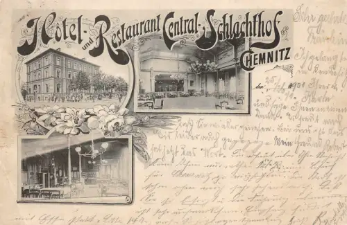 Hotel Restaurant Central Schlachthof Chemnitz Sachsen AK 1901