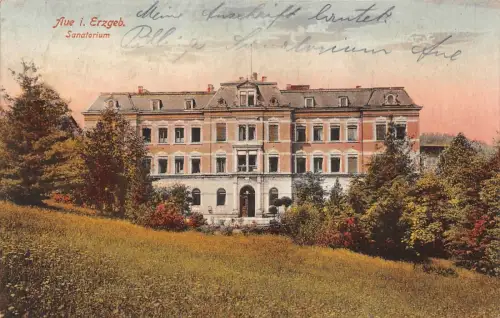 Sanatorium Aue Erzgebirge Sachsen Postkarte AK 1922