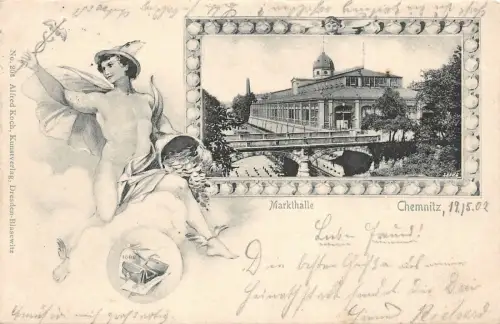 Markthalle in Chemnitz Sachsen Postkarte AK 1902
