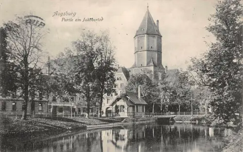 Augsburg Partie am Jakobertor Postkarte AK 1914