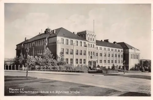 Plauen i. V. Martin Mutschmann-Schule a. d. Jößnitzer Straße Postkarte AK