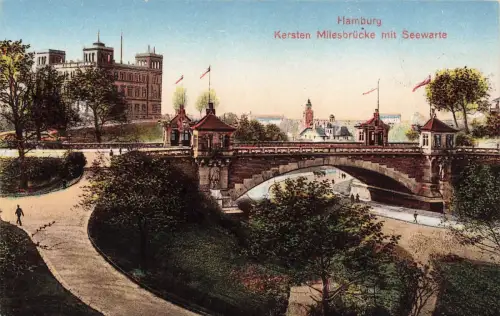 AK Hamburg Kersten Milesbrücke Seewarte Hamburg ungelaufen Postkarte