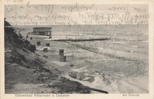 Am Strande Ostseebad Kölpinsee Usedom Mecklenburg-Vorpommern Postkarte AK 1929