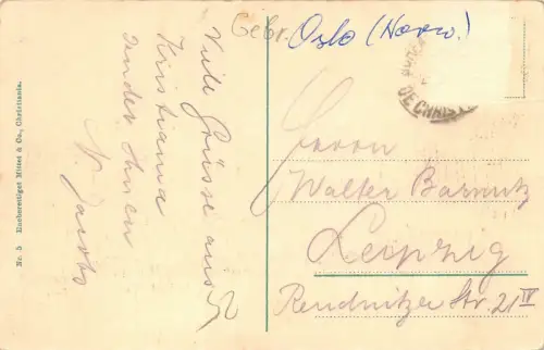 Kristiania (Oslo) Universitetet og Nationaltheatret Postkarte