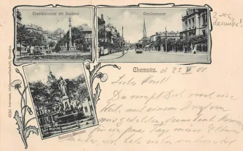 AK Chemnitz Sachsen Carolastrasse 1906