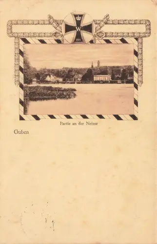 Guben Partie an der Neisse Feldpostkarte 1916