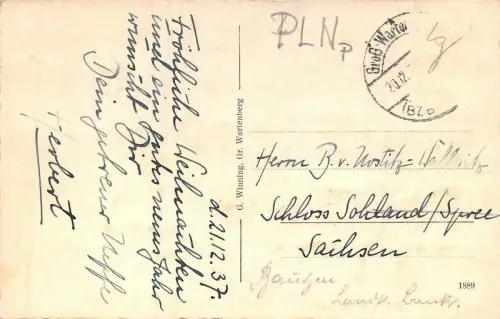 Gr. Wartenberg Prinzliches Schloss Postkarte AK