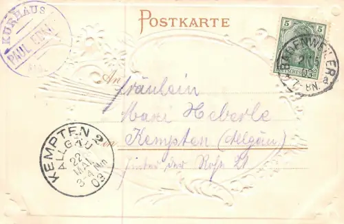 Ansicht Badenweiler mit Burg in Baden-Württemberg Postkarte mit Prägung AK 1903