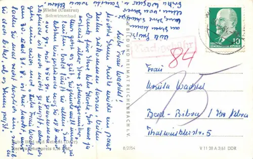 Wiehe (Unstrut) Schwimmbad Postkarte AK 1964