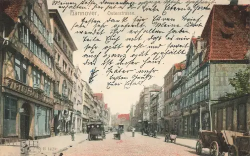Straßenansicht Osterstrasse in Hannover Niedersachsen Postkarte AK 1905