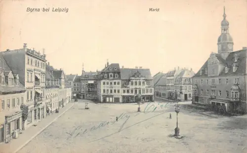 Markt in Borna bei Leipzig Sachsen Postkarte AK 1908