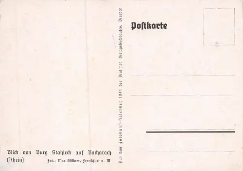 Blick von Burg Stahleck auf Bacharach (Rhein) Postkarte AK