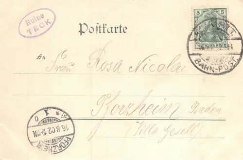 Burg Teck Kirchheim unter Teck Baden-Württemberg Postkarte AK 1902