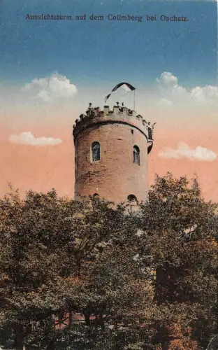 Aussichtsturm auf dem Collmberg bei Oschatz Sachsen Postkarte AK 1918