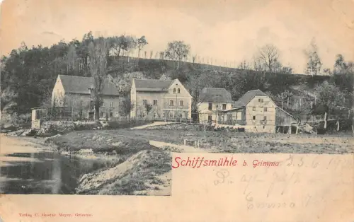 Schiffsmühle bei Grimma Sachsen Postkarte AK 1900