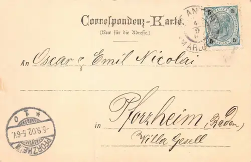 Gruss vom Arlberg Postkarte AK 1902