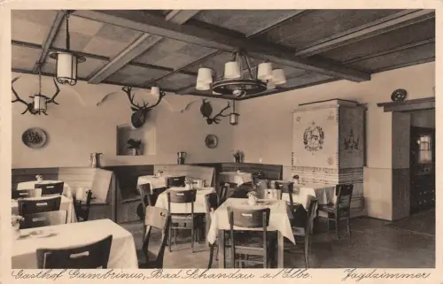 Jagdzimmer im Gasthof Gambrinus in Bad Schandau an der Elbe Sachsen Postkarte AK