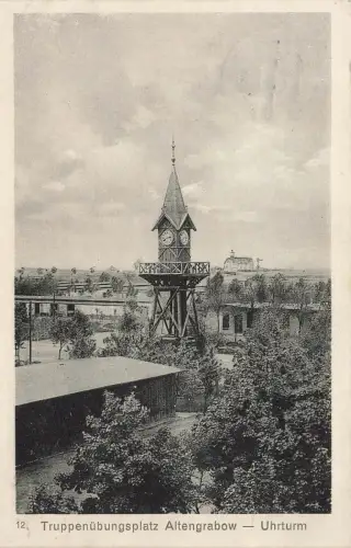 Uhrturm Truppenübungsplatz Altengrabow Sachsen-Anhalt Postkarte AK 1928