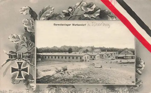 Barackenlager Markendorf bei Jüterbog Brandenburg Postkarte AK 1916