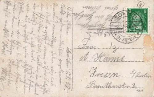 Partie an der alten Ohle Breslau Schlesien Postkarte AK 1928