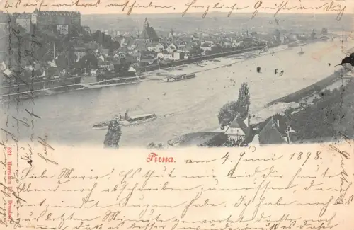 Pirna Elbe Dampfer Postkarte AK 1898
